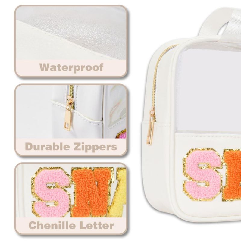 Bolsa de Maquillaje Burskit 30 cm Transparente con Chenille y Brillo
