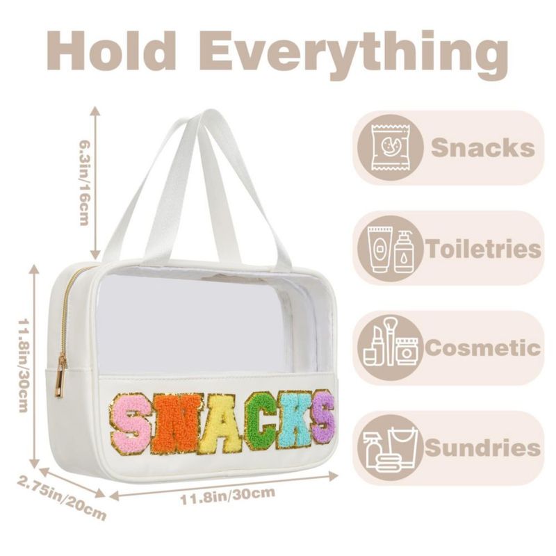 Bolsa de Maquillaje Burskit 30 cm Transparente con Chenille y Brillo