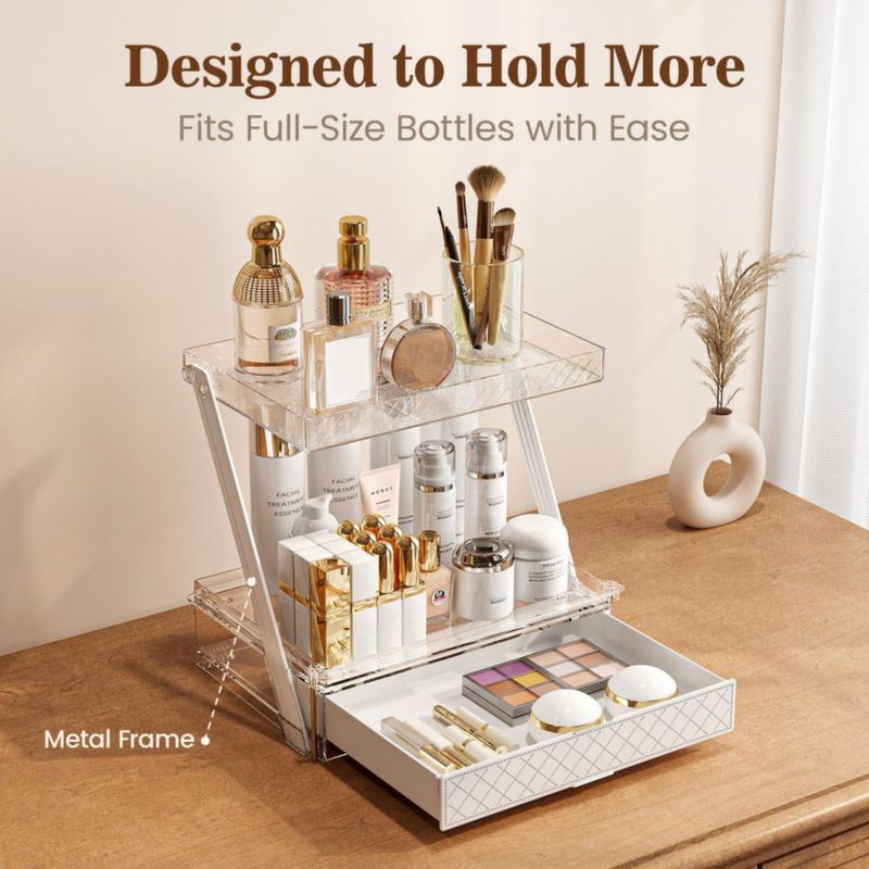 Organizador de Maquillaje Pomohome de 3 Niveles Acrílico Transparente