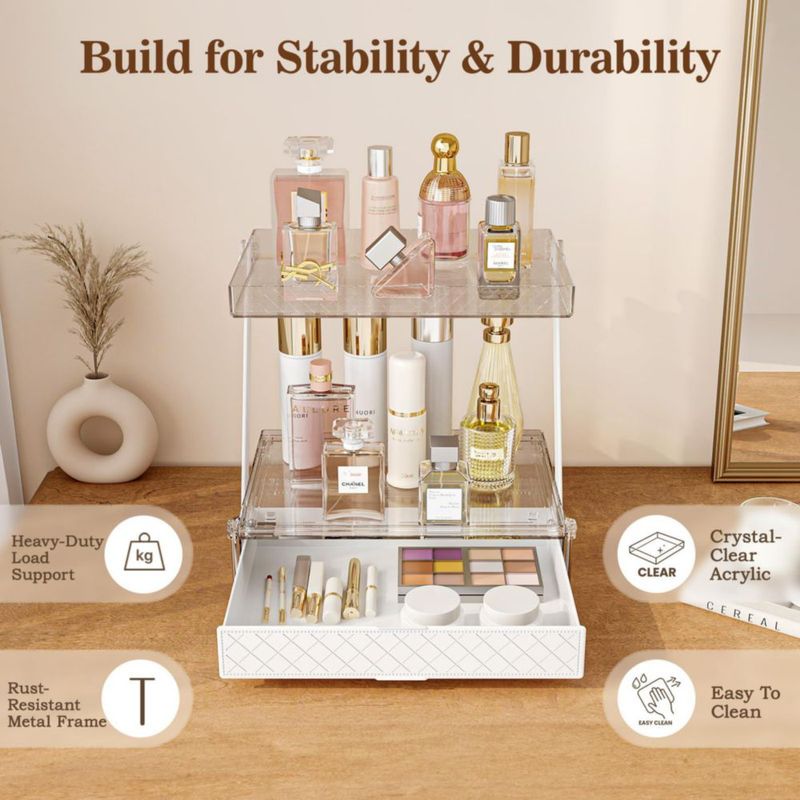 Organizador de Maquillaje Pomohome de 3 Niveles Acrílico Transparente