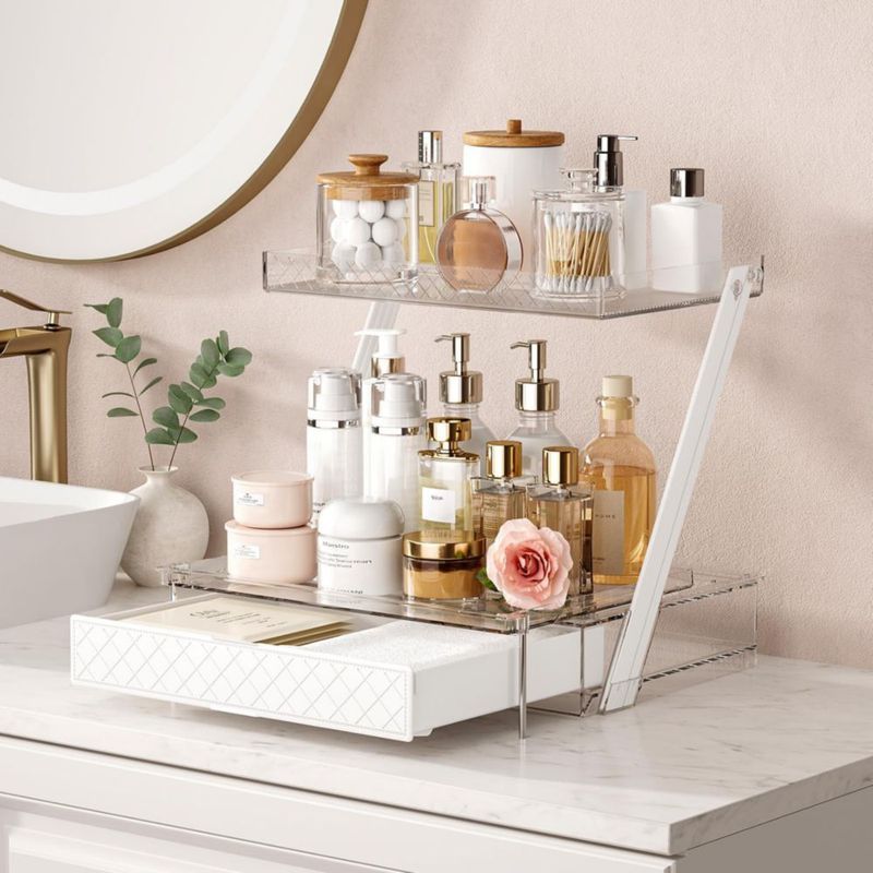 Organizador de Maquillaje Pomohome de 3 Niveles Acrílico Transparente