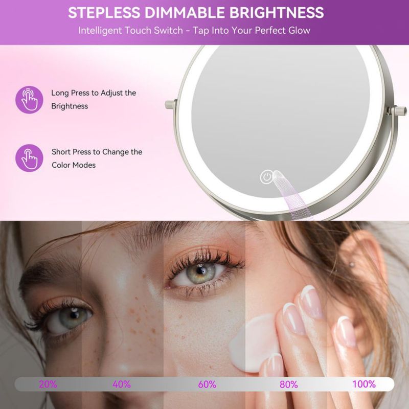 Auxmir Espejo de Maquillaje Iluminado de 9" 1X/30X Espejo de Magnificación Recargable