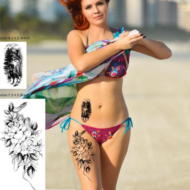 Tatuajes temporales Zomme 82 hojas impermeables con motivos florales