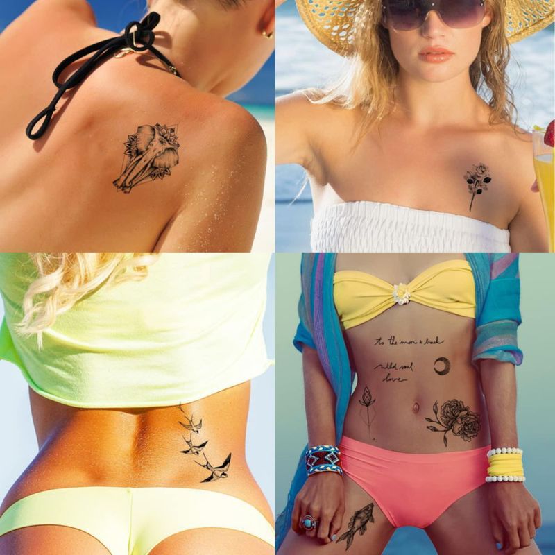 Tatuajes temporales Zomme 82 hojas impermeables con motivos florales