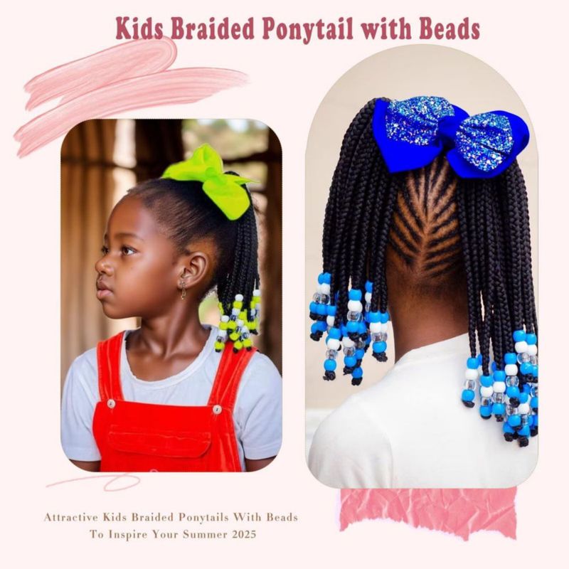 Extensión de cabello WSTAR 25 cm para niños coleta con cuentas – 2 piezas