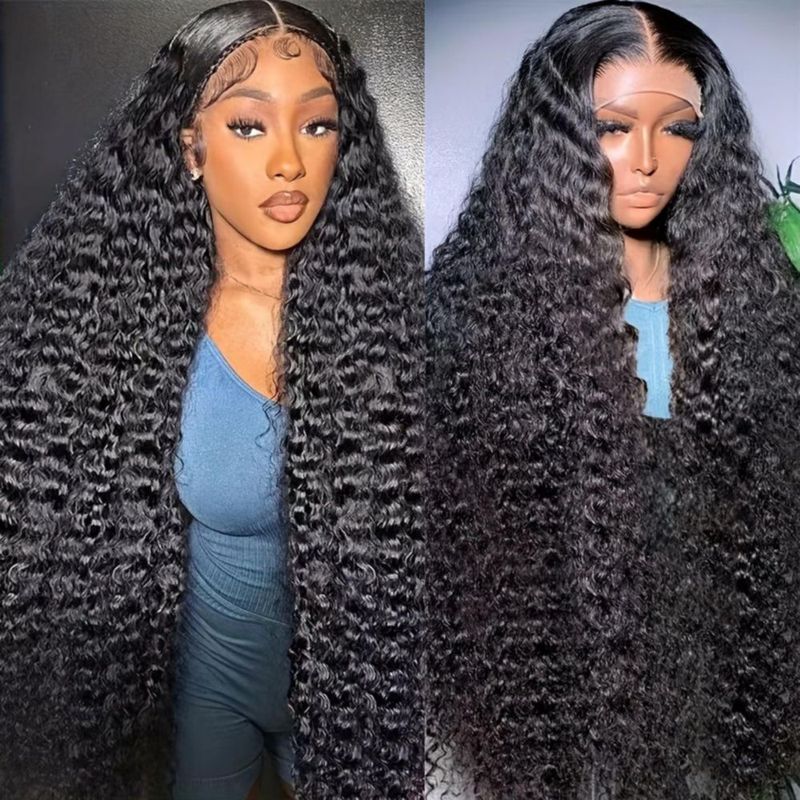 NANTLIY Peluca con Encaje Frontal 13x6 Onda Profunda de Cabello Humano Densidad 200% Encaje Suizo HD Transparente Sin Pegamento Preplumada con Baby