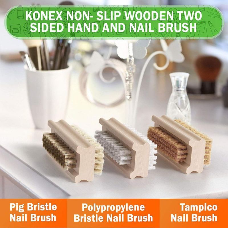 Cepillo de uñas y mano KONEX de madera 2 unidades cerdas rígidas