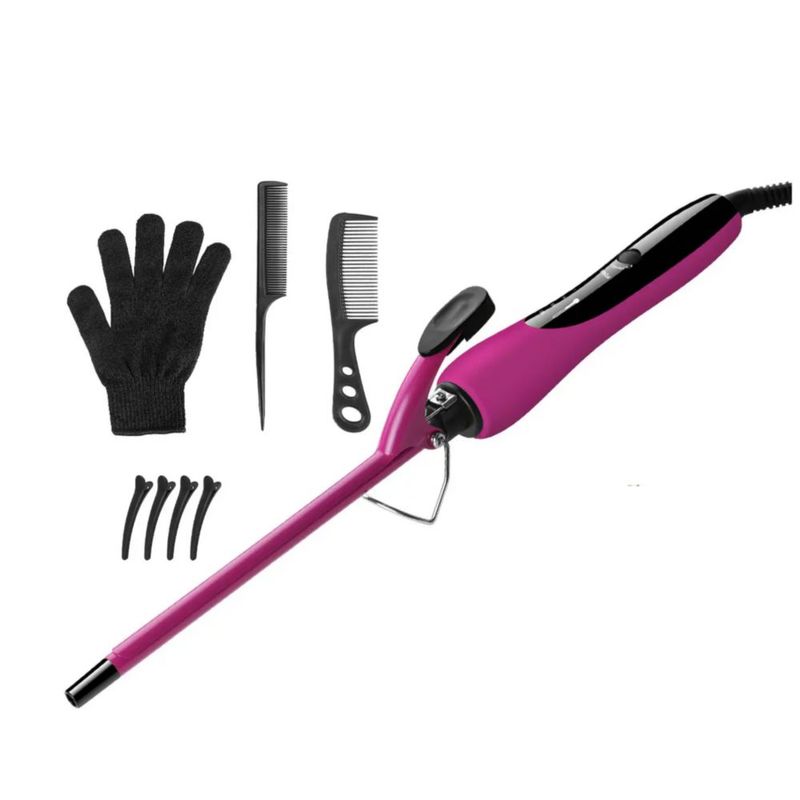 Tenaza Rizadora De Cabello De Cerámica De 9mm C/pantalla Lcd Temperatura 100-220 Color Morado