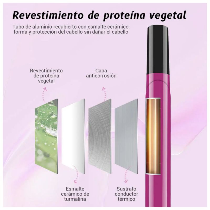 Tenaza Rizadora De Cabello De Cerámica De 9mm C/pantalla Lcd Temperatura 100-220 Color Morado