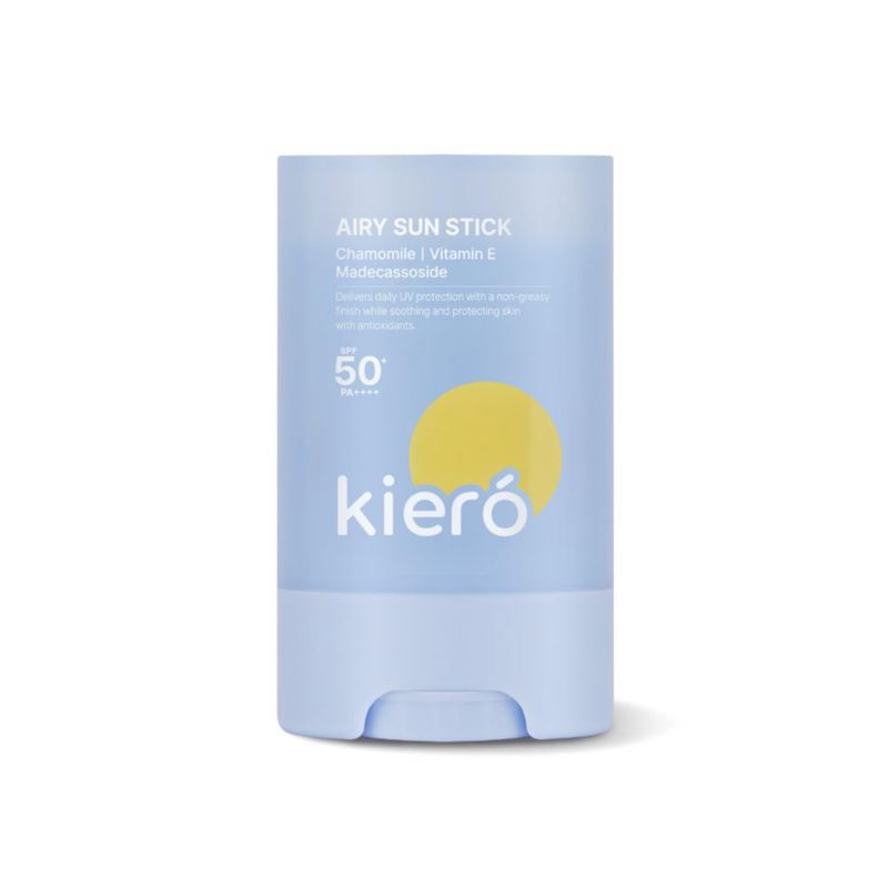 Kiero Airy Sun Stick - Barra facial hidratante y calmante con acabado mate Manzanilla y Vitamina E - Vegano no grasoso y ligero - Portátil y fácil de