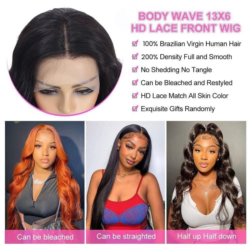 Peluca Padise 91 cm Body Wave con encaje frontal 13x6 de cabello humano