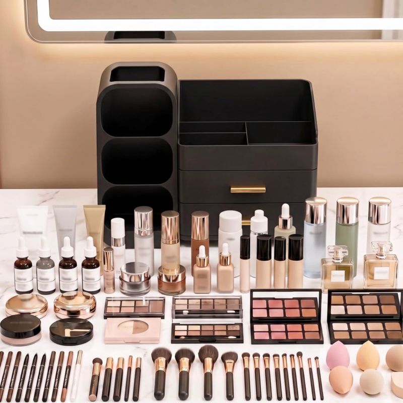 CADDY Asdbko Organizador de Maquillaje con Soporte para Brochas y Tocador
