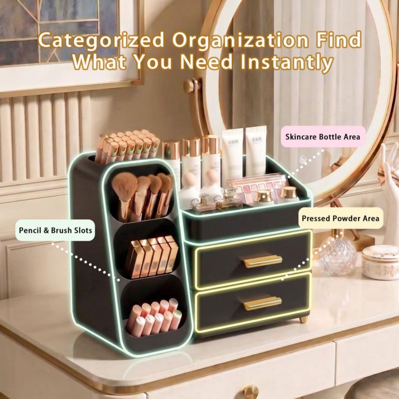 CADDY Asdbko Organizador de Maquillaje con Soporte para Brochas y Tocador