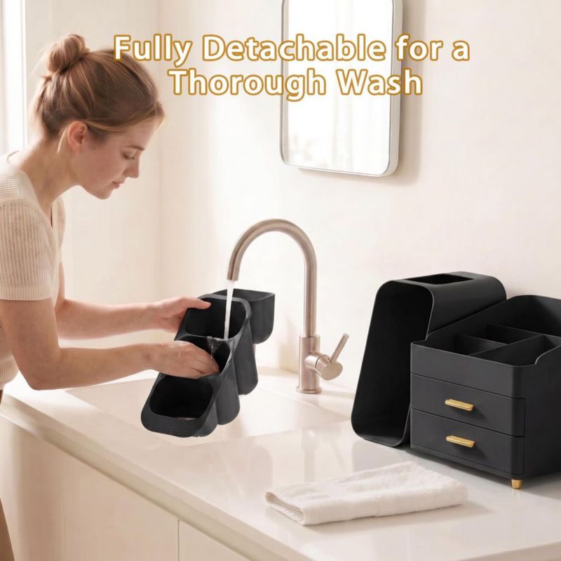CADDY Asdbko Organizador de Maquillaje con Soporte para Brochas y Tocador