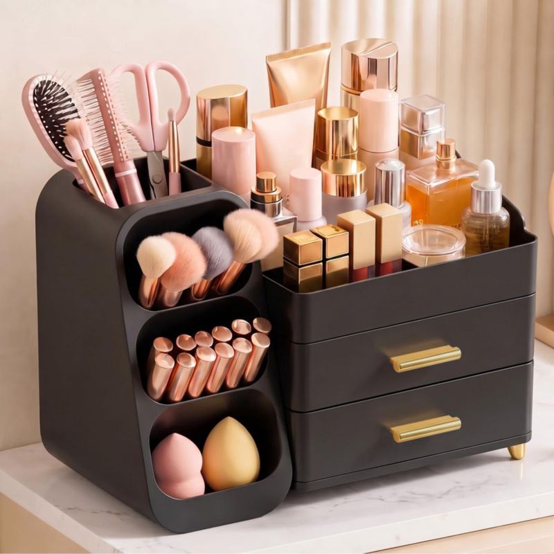 CADDY Asdbko Organizador de Maquillaje con Soporte para Brochas y Tocador