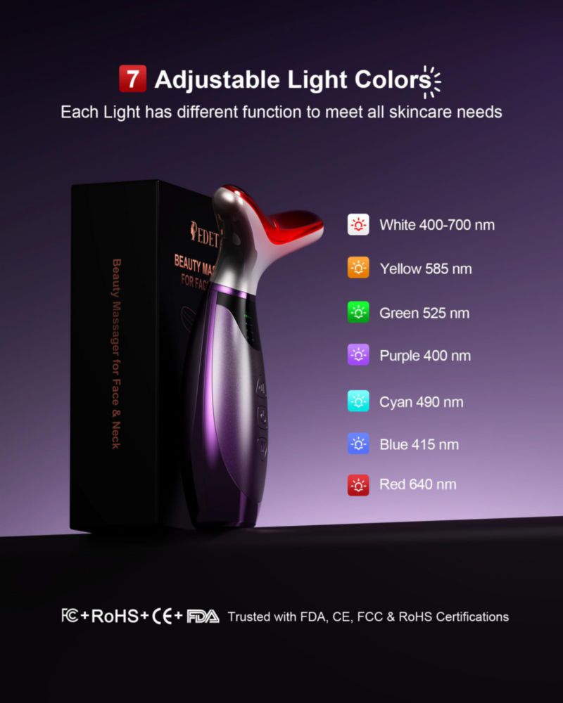 Masajeador facial Pedete 7 colores con terapia de luz roja