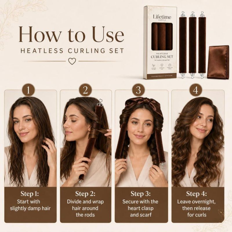 Set de 4 Rizadores sin Calor para Cabello – Suministro Permanente