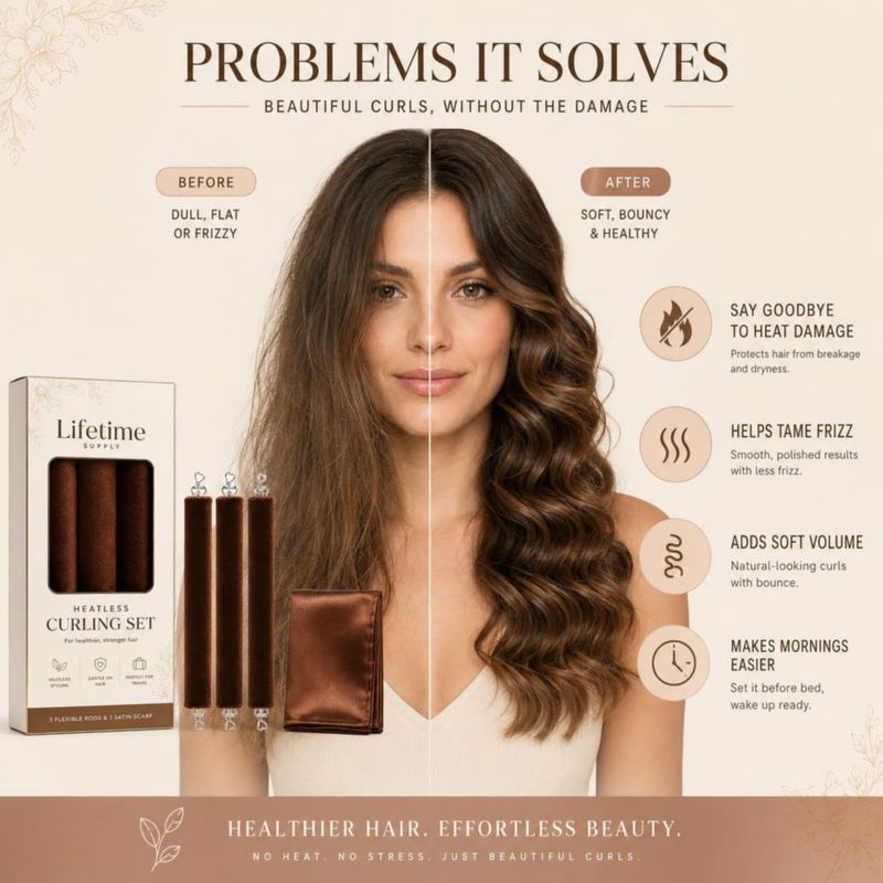 Set de 4 Rizadores sin Calor para Cabello – Suministro Permanente