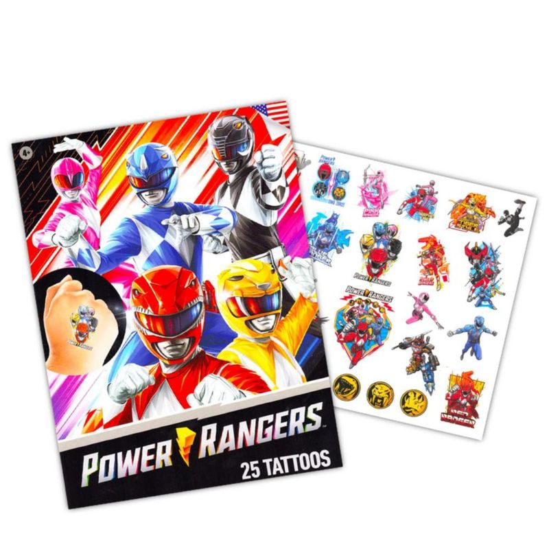 Pack de fiesta Power Rangers: 75 tatuajes temporales + 150 pegatinas