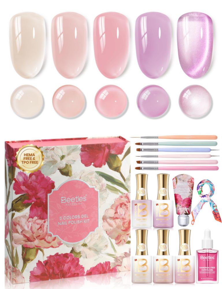 Kit de Esmalte de Gel Beetles 4 colores + efecto cat eye