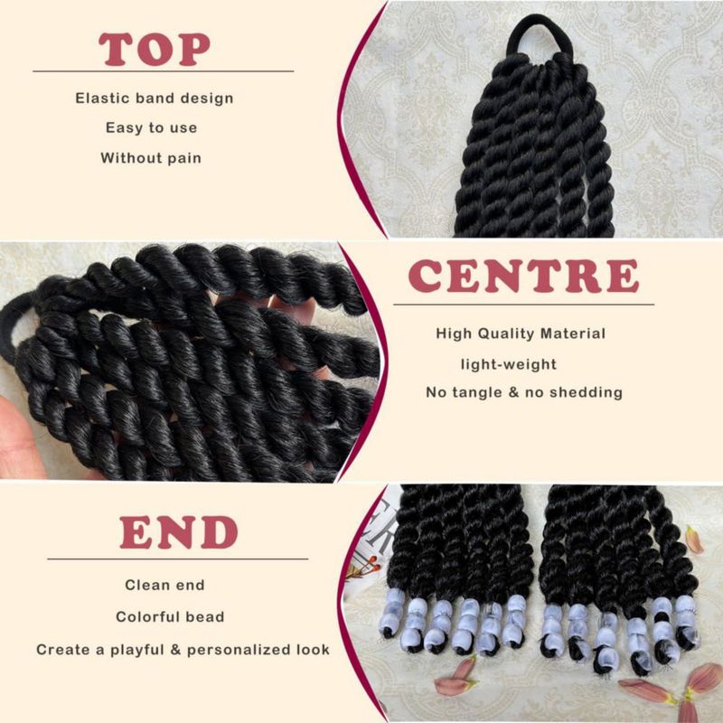 Extensión de cabello WSTAR Cola trenzada de 25 cm con cuentas
