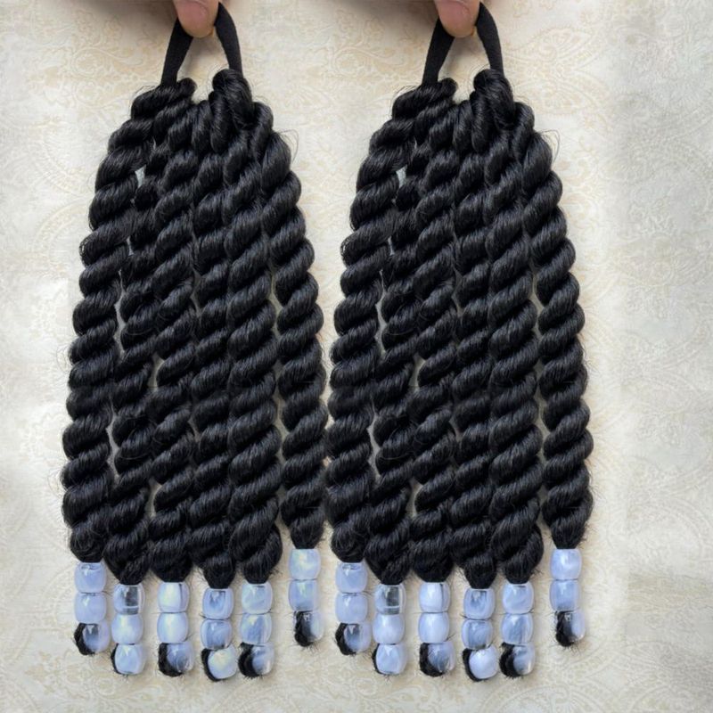 Extensión de cabello WSTAR Cola trenzada de 25 cm con cuentas