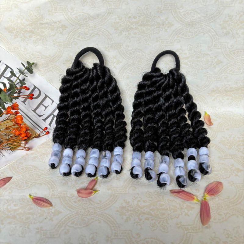 Extensión de cabello WSTAR Cola trenzada de 25 cm con cuentas