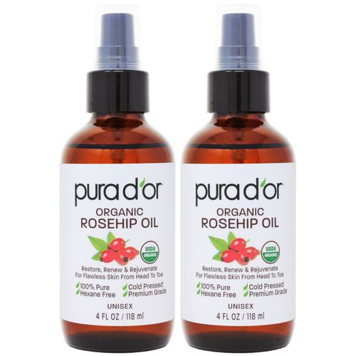 Alisador de cabello PURA D'OR ORGANIC aceite de semillas de rosa mosqueta 240 ml x2