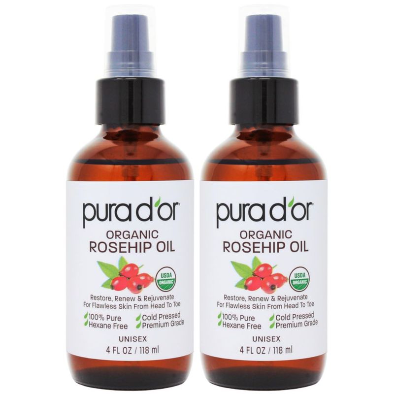 Alisador de cabello PURA D'OR ORGANIC aceite de semillas de rosa mosqueta 240 ml x2