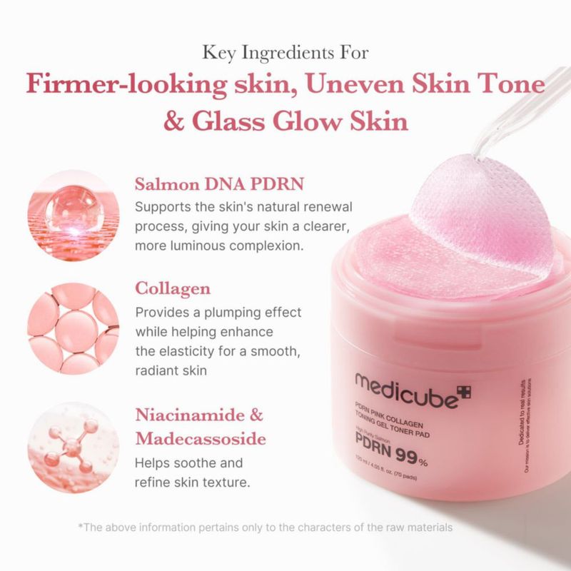 Tonificador en gel medicube Salmon DNA PDRN PDRN Pink Collagen 70 pastillas