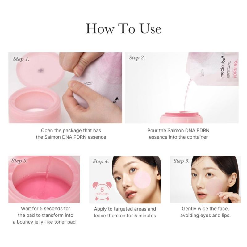 Tonificador en gel medicube Salmon DNA PDRN PDRN Pink Collagen 70 pastillas