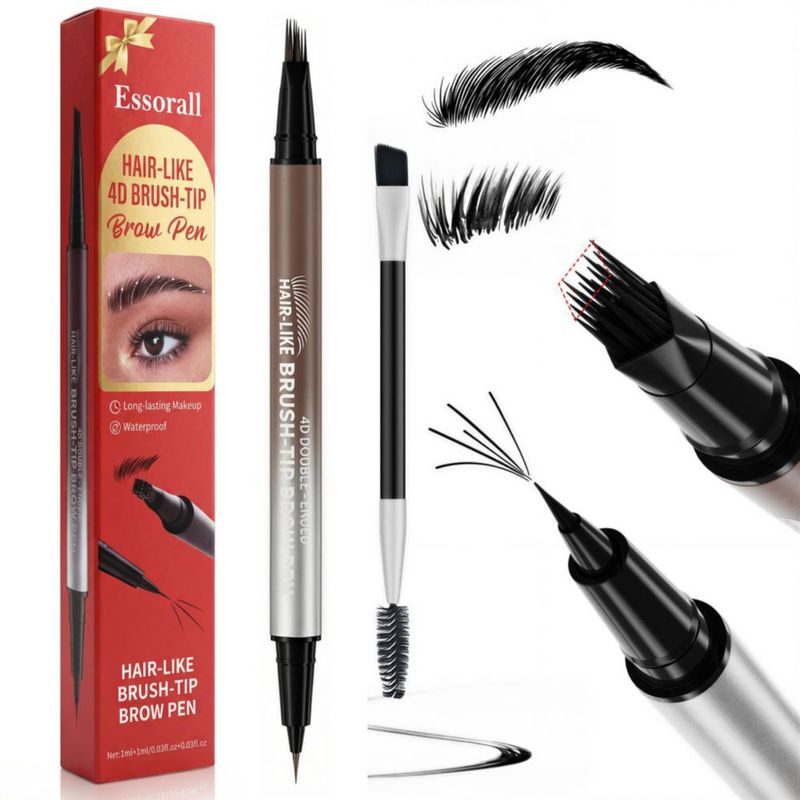 Lápiz de cejas Essorall 2 en 1 impermeable y de larga duración
