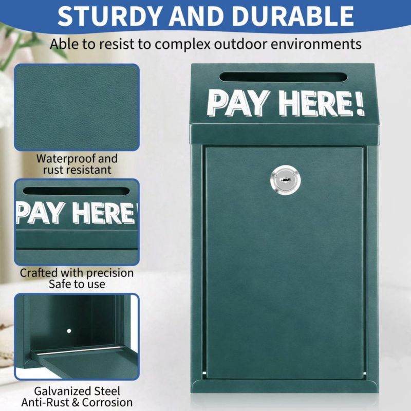 Caja de Dinero Hualleko 26 cm de Metal con Cerradura y Ranura Verde