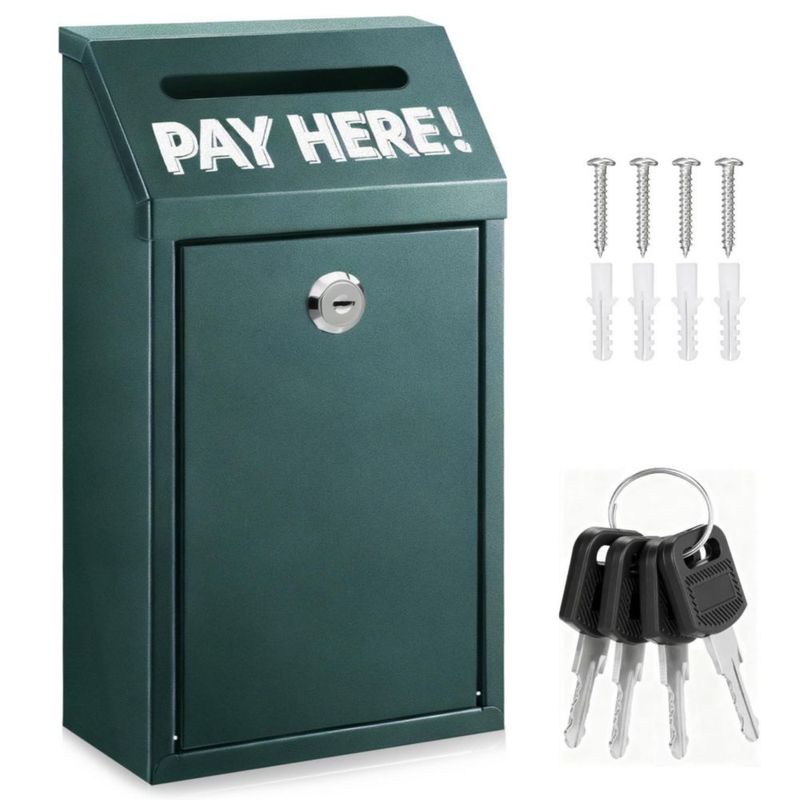 Caja de Dinero Hualleko 26 cm de Metal con Cerradura y Ranura Verde