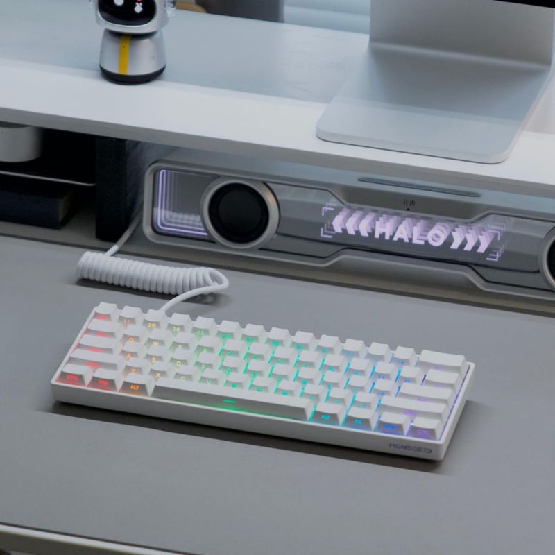 Teclado MONSGEEK FUN60 Pro Inalámbrico 60% Blanco ARGB
