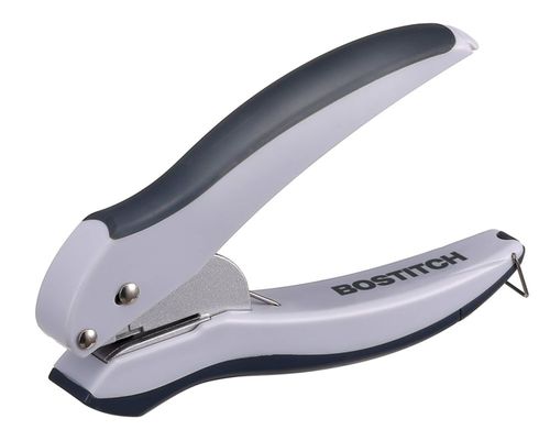 Perforadora de un solo agujero Bostitch 10 hojas gris/azul EZ Squeeze
