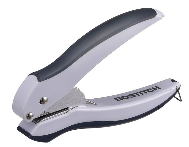 Perforadora de un solo agujero Bostitch 10 hojas gris/azul EZ Squeeze
