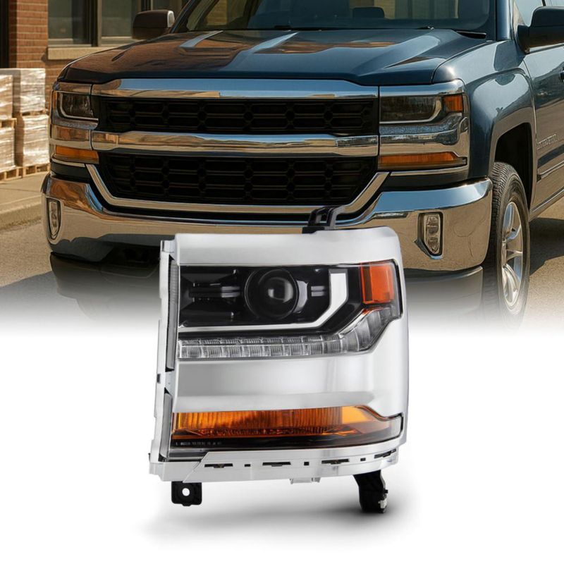 Faro delantero AKKON para Chevy Silverado 1500 2016-2019 (cromo)
