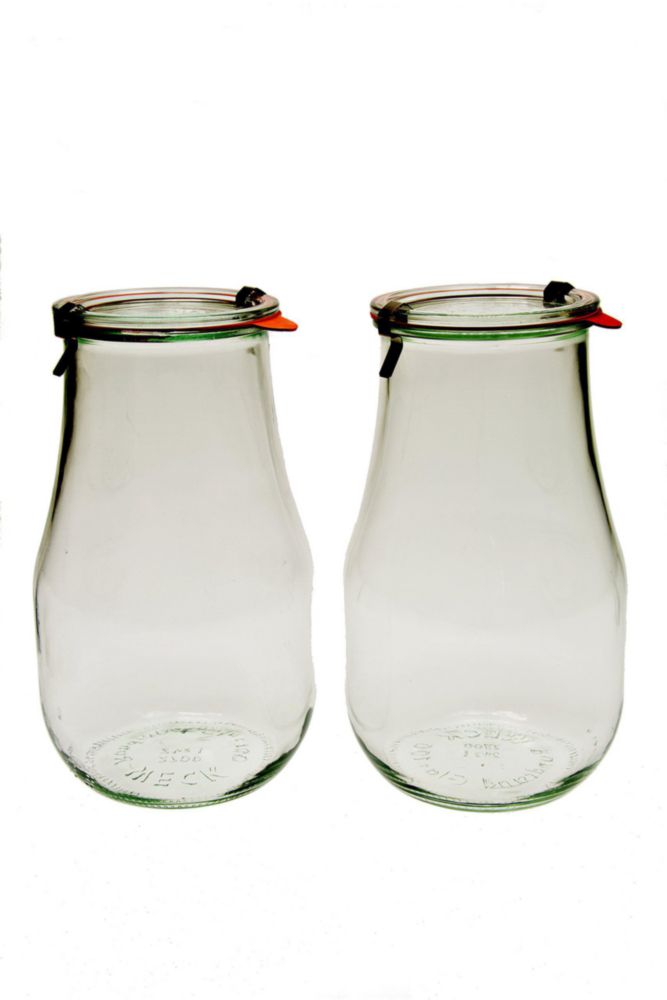 Tarro WECK Tulip 25 L (paquete de 2) con tapas y abrazaderas de vidrio