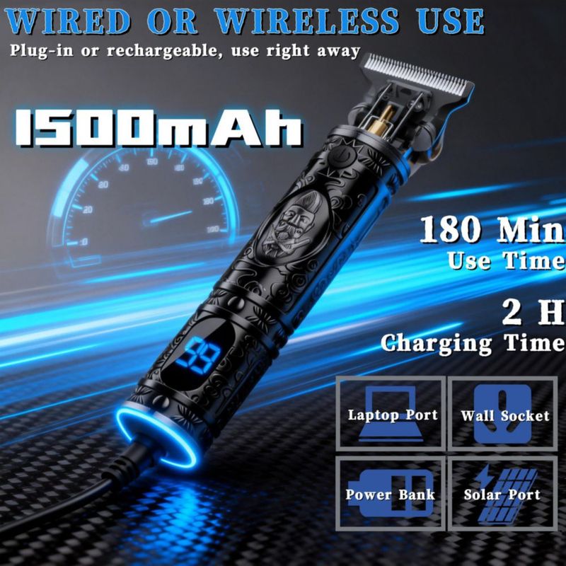 Recortadora de barba Saoilli con cuchilla T y pantalla LCD - 180 min