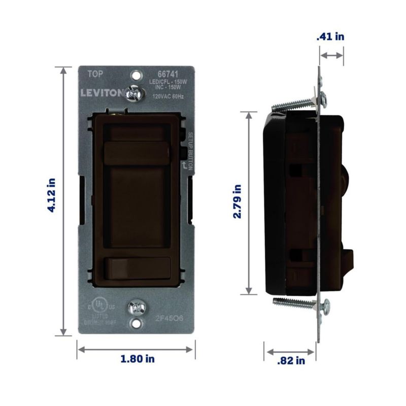 Interruptor regulador Leviton 66741‑B Marrón 120 V 150 W LED