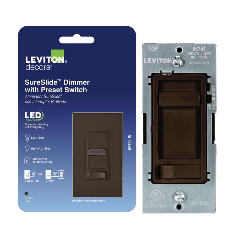 Interruptor regulador Leviton 66741‑B Marrón 120 V 150 W LED