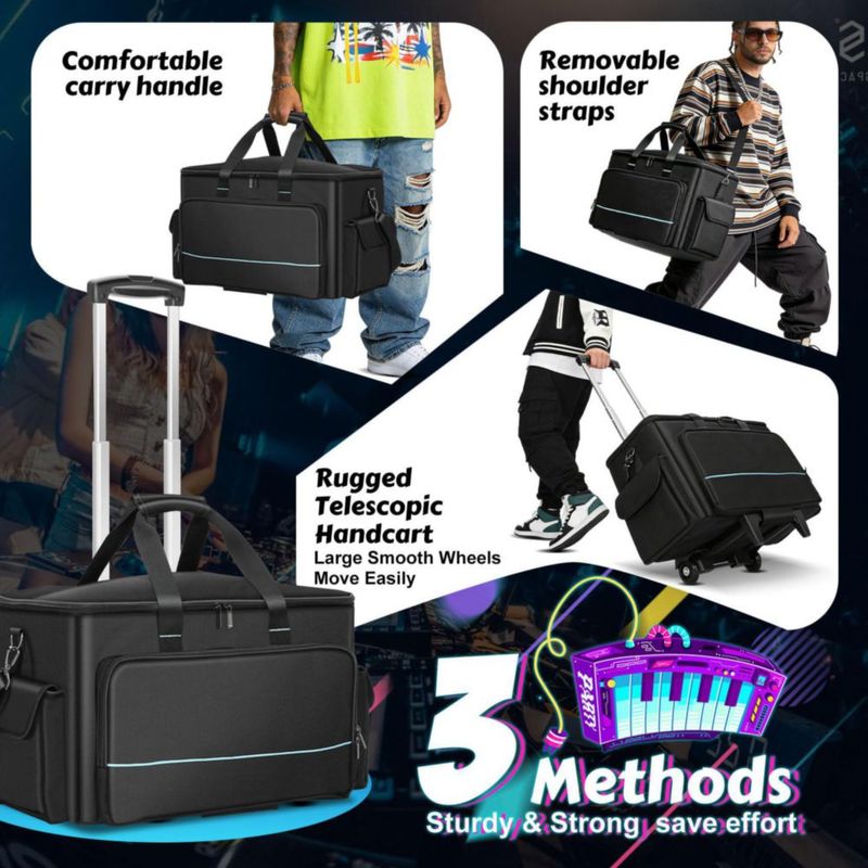 Bolsa de cables para DJ Iridesc de 52 cm con ruedas y divisores extraíbles