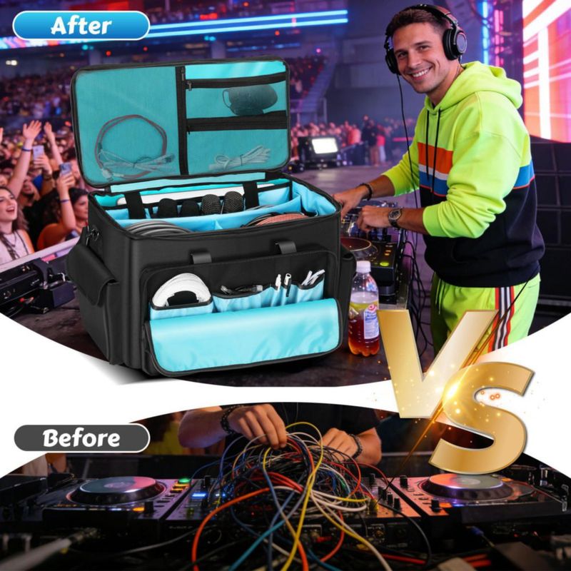 Bolsa de cables para DJ Iridesc de 52 cm con ruedas y divisores extraíbles