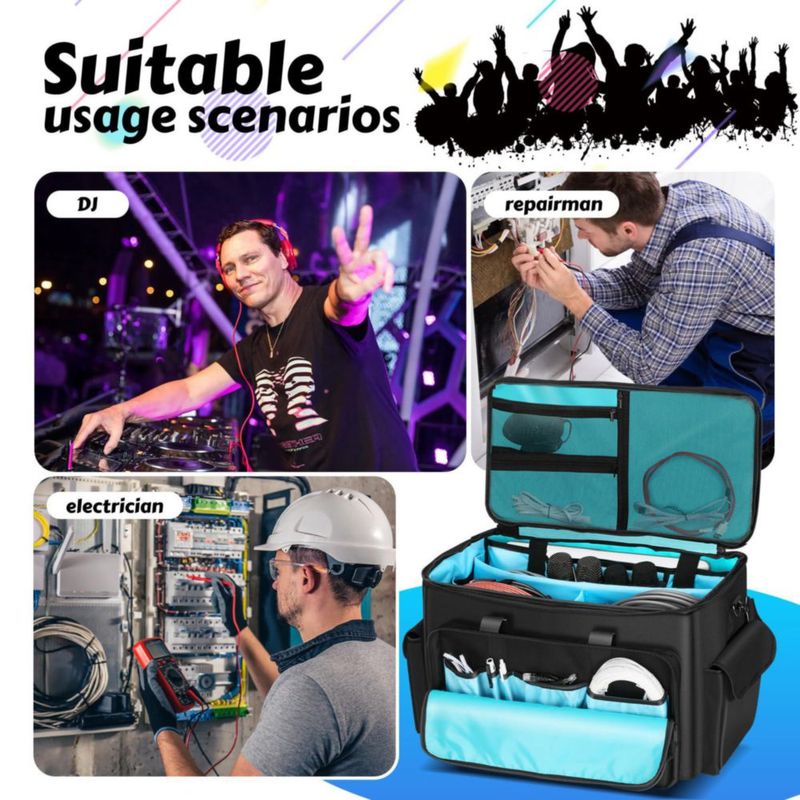 Bolsa de cables para DJ Iridesc de 52 cm con ruedas y divisores extraíbles