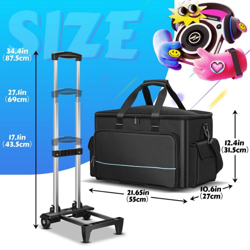 Bolsa de cables para DJ Iridesc de 52 cm con ruedas y divisores extraíbles
