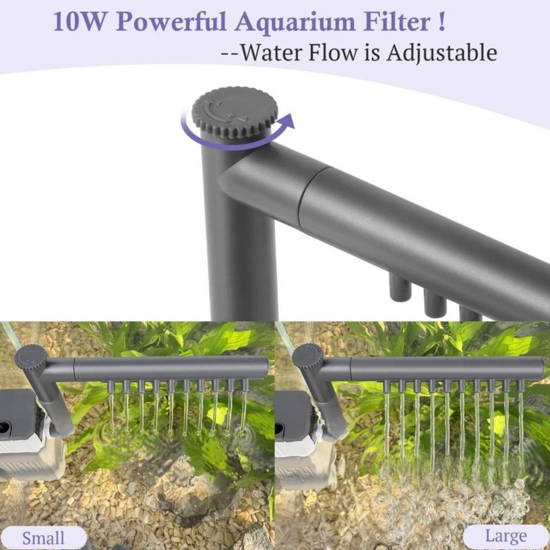 Filtro de acuario VILLNO 10W 130 GPH 10‑35 gal 3‑en‑1