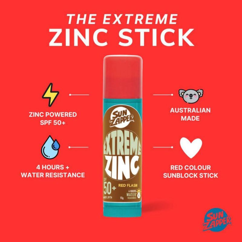 Protector Solar Sun Zapper Extreme Zinc SPF50+ Barra 15 g Rojo Destello