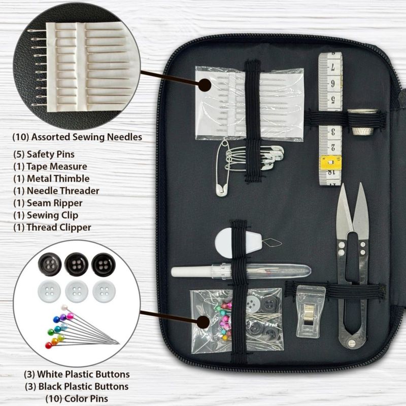 Kit de Costura VelloStar 60 piezas – Estuche de viaje para principiantes