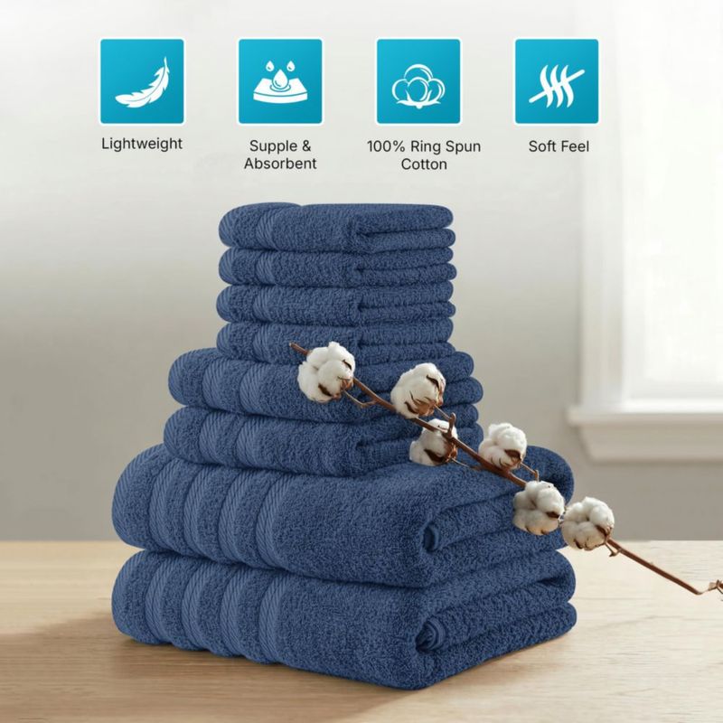 Juego de Toallas Utopia Towels 8 piezas color azul marino